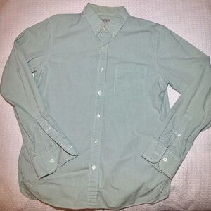 Crew men’s button down green and white checks.